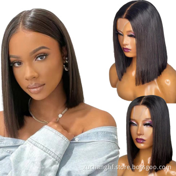 2X6 4X4 human hair bob closure wigs wholesale brazilian straight lace closure wigs